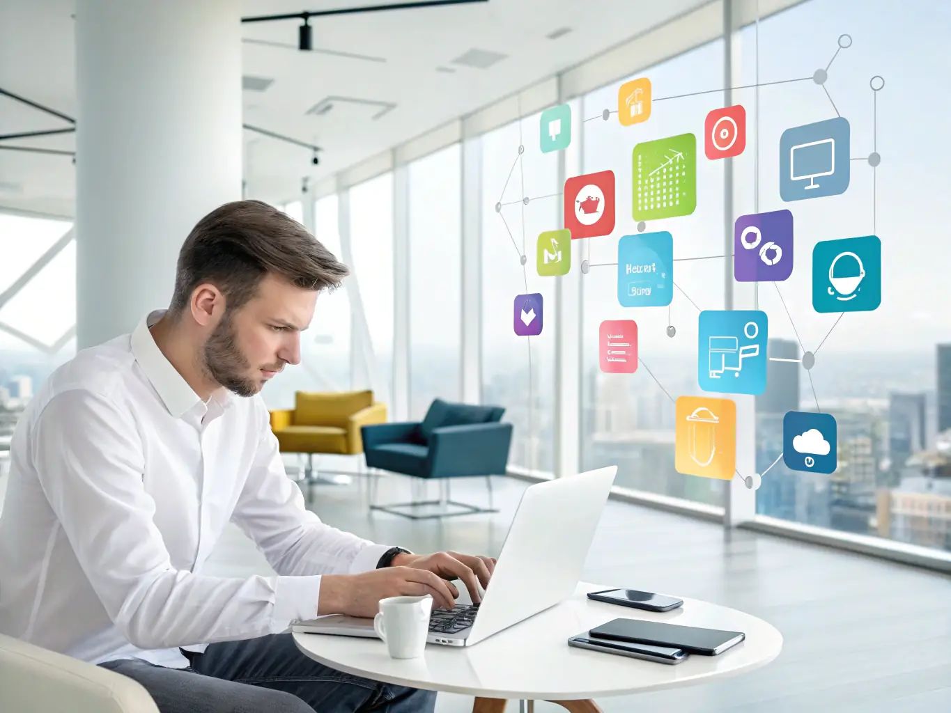 A developer working on the user interface of a mobile application, showcasing the design and development process.