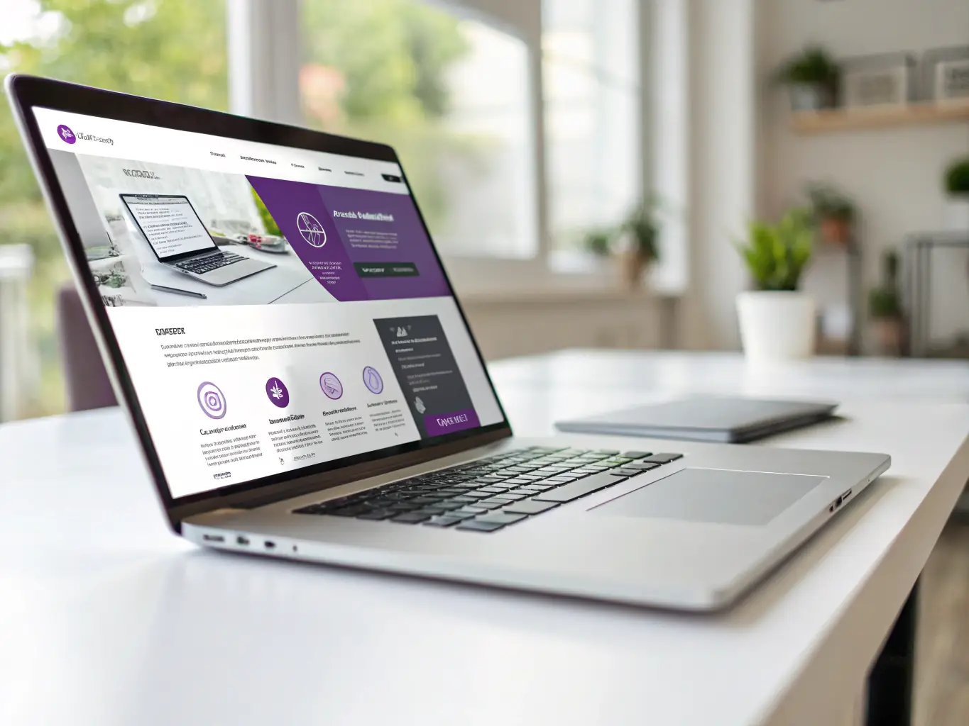 A clean and modern website design displayed on a laptop screen, representing website development services.